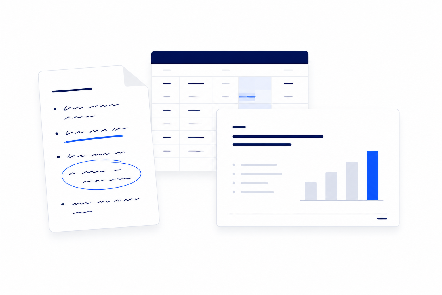 Notes, spreadsheet, and slide inputs ready to add